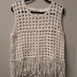 Adora Crochet Fishnet Top Women White Cover Up